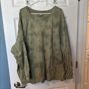 Old Navy Olive Green Tie-Dye Crewneck Sweatshirt